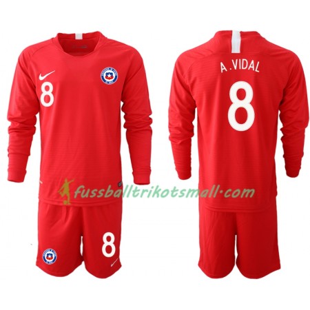 Fußballtrikots Chile A. VIDAL 8 Kinder 2018-2019 Langarm Heimtrikotsatz kaufen